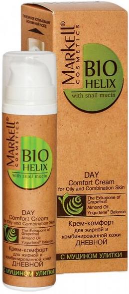 Крем-комфорт для жирной и комбинир. кожи дневной с муцином улитки Bio-Helix, 50мл Markell Cosmetics
