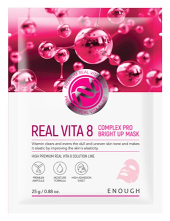 Маска тканевая для лица Real Vita 8 Complex Pro Bright Up Mask, 25г Enough