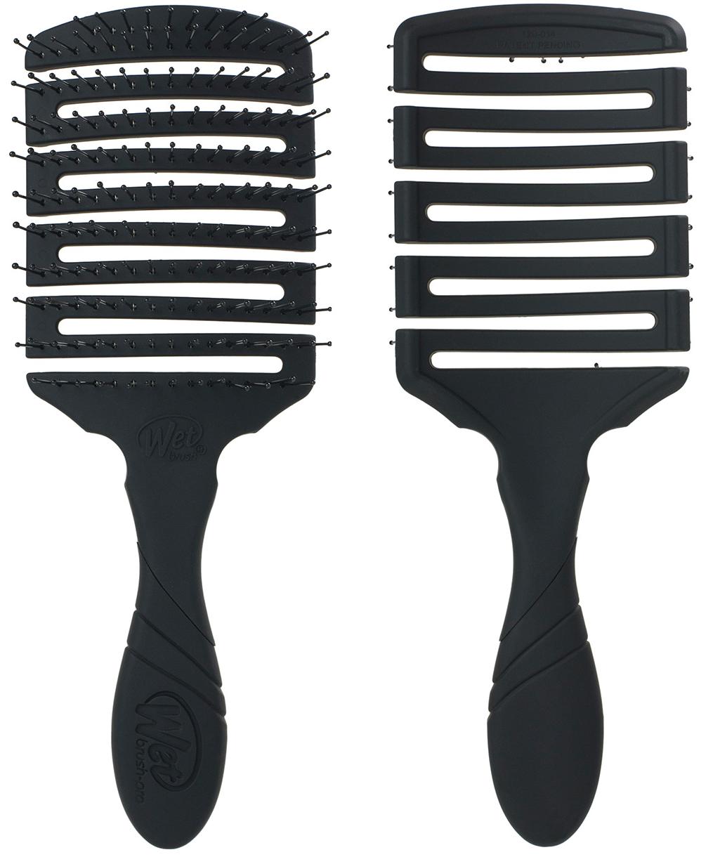 Щетка для быстрой сушки волос прямоугольная (черная) с мягкой ручкой Pro Flex Dry Paddle Black  Wet Brush