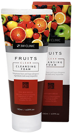 Пенка для умывания фруктовая Fruits Clear Cleansing Foam, 180мл 3W Clinic