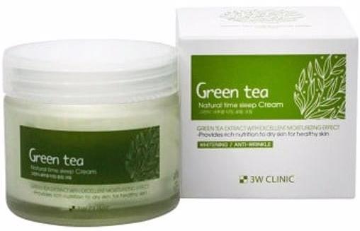 Крем для лица ночной с экстрактом зеленого чая Green Tea Natural Time Sleep Cream, 70мл 3W Clinic