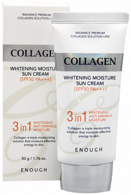 Крем солнцезащитный Collagen 3in1 Whitening Moisture Sun Сream SPF50 PA+++, 50мл Enough
