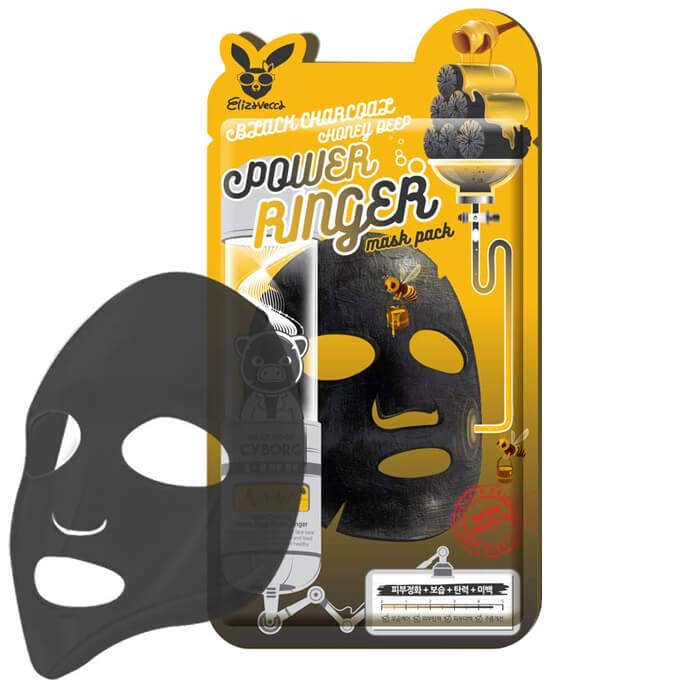 Маска для лица с порошком древесного угля Deep Power Ringer Mask Pack, Charcoal Honey  Elizavecca