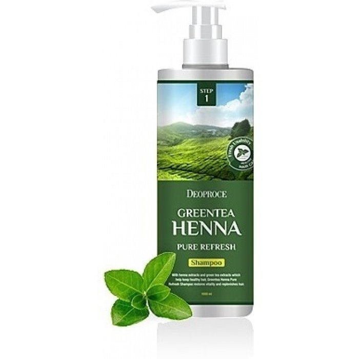 Шампунь для волос с зеленым чаем и хной Greentea Henna Pure Refresh Shampoo, 1000 мл Deoproce