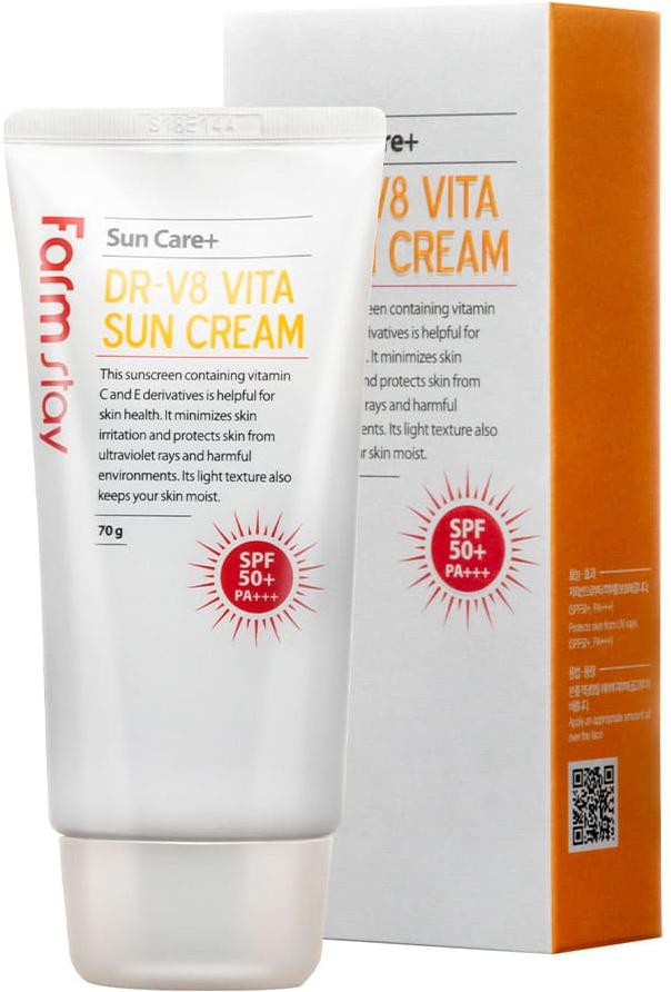 Крем солнцезащитный для лица с витаминным комплексом DR-V8 Vita Sun Cream SPF 50+ PA+++, 70мл FarmStay