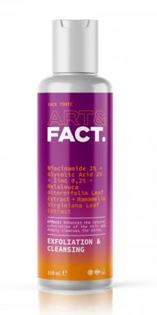 Тоник для лица очищение пор Niacinamide 2 %+Glycolic Acid 2 %, 150мл Art&Fact