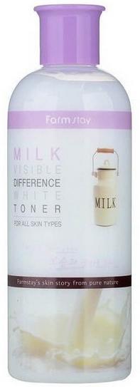 Тонер осветляющий с молочными протеинами Milk Visible Difference Moisture White Toner, 350мл FarmStay