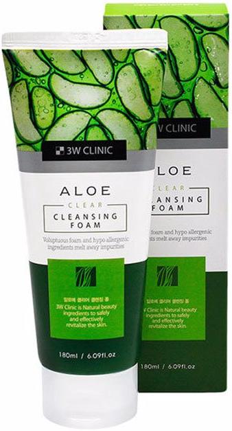 Пенка для умывания c экстрактом алоэ Aloe Clear Cleansing Foam, 180мл 3W Clinic