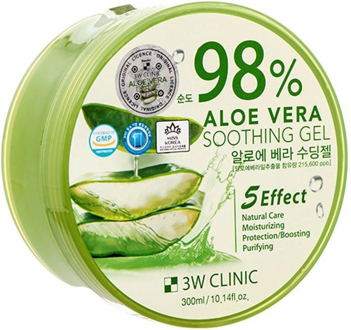 Гель универсальный увлажняющий с алоэ вера 98% Aloe Vera Soothing Gel, 300мл 3W Clinic