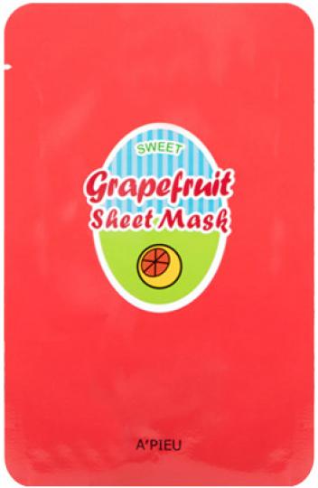 Маска увлажняющая для лица с экстрактом грейпфрута Grapefruit & Sparkling Sheet Mask A'Pieu
