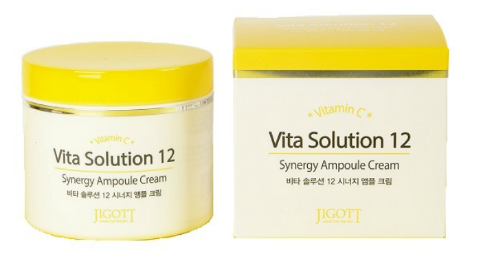 Крем для лица тонизирующий с витамином С ампульный Vita Solution 12 Synergy Ampoule Cream 100мл Jigott