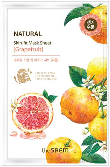 Маска тканевая Natural Skin Fit Mask Sheet Grapefruit, грейпфрут The Saem