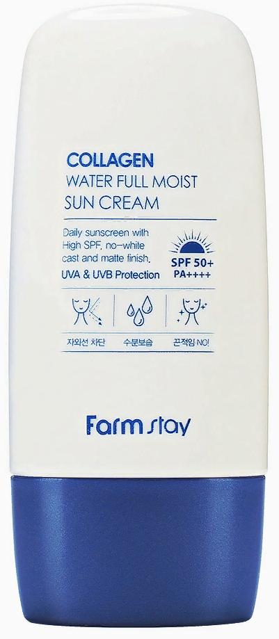 Крем солнцезащитный с коллагеном Collagen Water Full Moist Sun Cream SPF 50+/PA++++, 45мл FarmStay