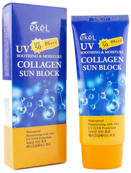 Крем cолнцезащитный c коллагеном UV Soothing & Moisture Collagen Sun Block Spf 50 Pa+++, 70мл  Ekel