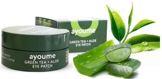 Патчи для глаз от отечности с экстрактом зеленого чая и алоэ Green Tea + Aloe Eye Patch Ayoume