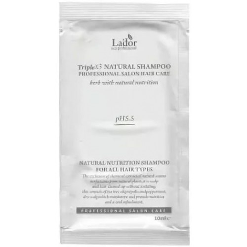 Шампунь с натуральными ингредиентами Triplex Natural Shampoo, пробник, 10мл Lador