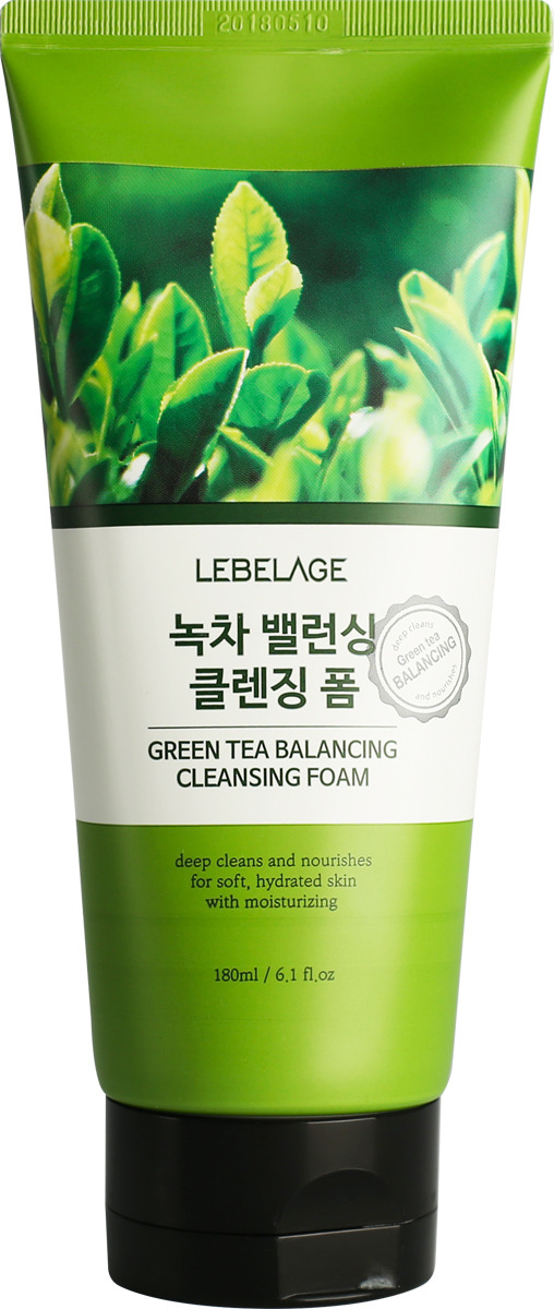Пенка для умывания балансирующая с экстрактом зеленого чая Green Tea Balancing Cleansing Foam, 180мл Lebelage