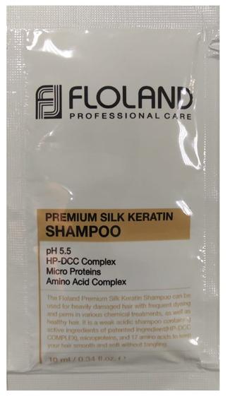 Шампунь для волос пробник Premium Silk Keratin Shampoo, 10мл  Floland