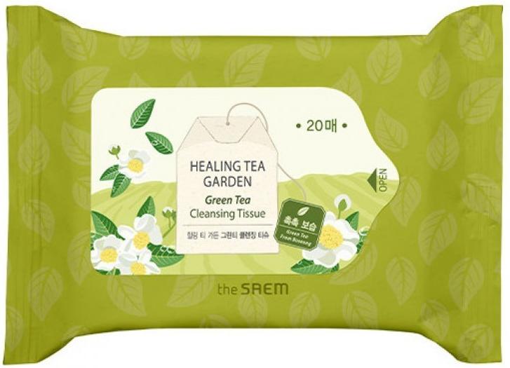 Салфетки очищающие с экстрактом зеленого чая Healing Tea Garden Green Tea Cleansing Tissue, 20 шт The Saem
