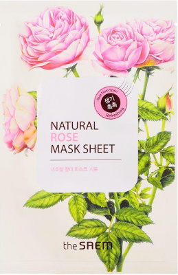 Маска тканевая Natural Mask Sheet Rose, с экстрактом розы  The Saem