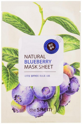 Маска тканевая Natural Mask Sheet Blueberry, с экстрактом черники The Saem