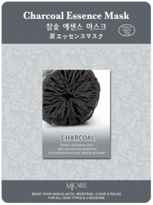 Маска тканевая Essence Mask Charcoal, c древесный углем Mijin