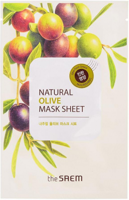 Маска тканевая Natural Mask Sheet Olive, с экстрактом оливы The Saem