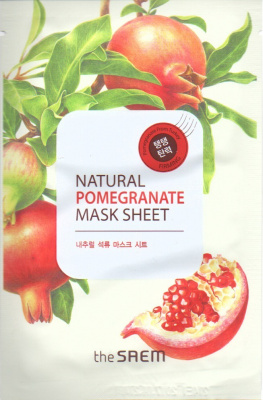 Маска тканевая Natural Mask Sheet Pomegranate, с экстрактом граната The Saem