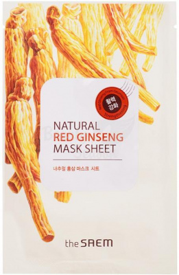 Маска тканевая Natural  Mask Sheet Red Ginseng, с экстрактом женьшеня The Saem