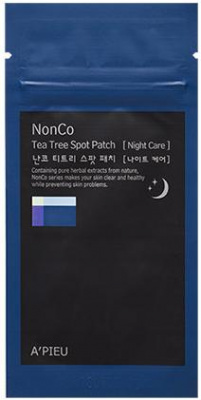 Патчи от прыщей ночные с маслом чайного дерева NonCo Tea Tree Spot Patch Night Care A'Pieu