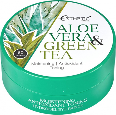 Патчи для глаз гидрогелевые с алоэ и зелёным чаем Aloe Vera & Green Tea Hydrogel Eye Patch, 60шт Esthetic House