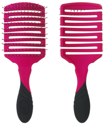 Щетка для быстрой сушки волос прямоугольная (розовая) с мягкой ручкой Pro Flex Dry Paddle Pink  Wet Brush