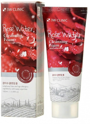 Пенка для умывания натуральная Rose Water Foam Cleansing, 100мл 3W Clinic