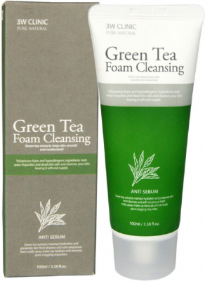 Пенка для умывания Green Tea Foam Cleansing, 100мл 3W Clinic