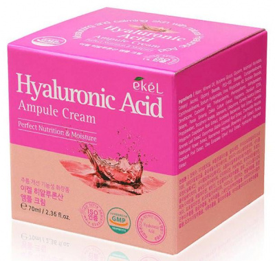 Крем для лица ампульный с гиалуроновой кислотой Hyaluronic Acid Ampule Cream, 70мл Ekel