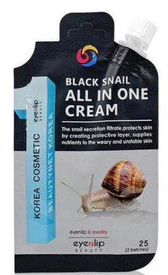 Крем для лица с экстрактом черной улитки Black Snail All In One Cream, 25г Eyenlip