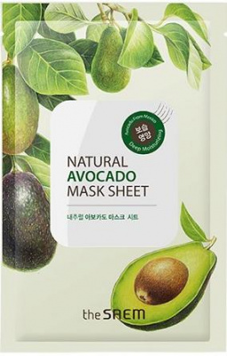 Маска тканевая Natural Mask Sheet Avocado, авокадо The Saem