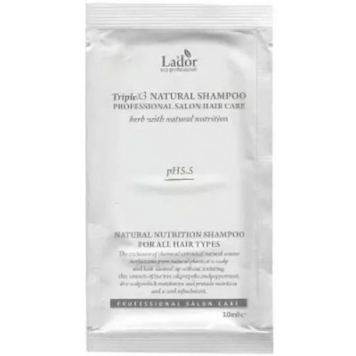 Шампунь с натуральными ингредиентами Triplex Natural Shampoo, пробник, 10мл Lador