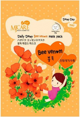 Маска тканевая MJ Care Daily Dewy Bee Venom Mask Pack, с пчелиным ядом Mijin