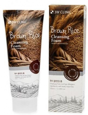 Пенка для умывания натуральная с экстрактом бурого риса Brown Rice Foam Cleansing, 100мл 3W Clinic