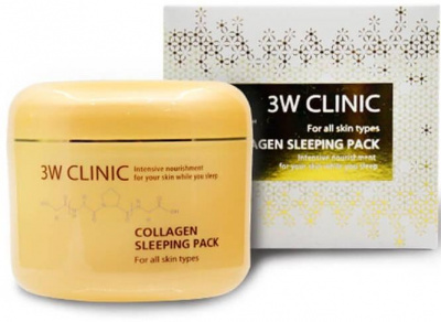 Маска для лица ночная увлажняющая с коллагеном Collagen Sleeping Pack, 100мл 3W Clinic