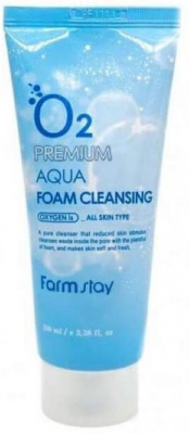 Пенка для лица увлажняющая кислородная O2 Premium Aqua Foam Cleansing,  100мл FarmStay