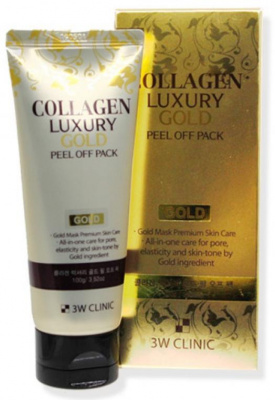 Маска-плёнка золотая с коллагеном Collagen & Luxury Gold Peel Off Pack, 100г 3W Clinic