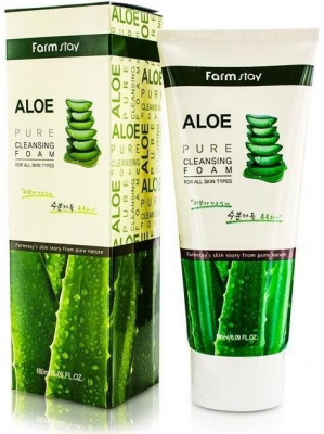 Пенка для умывания с экстрактом алоэ Aloe Pure Cleansing Foam, 180мл FarmStay