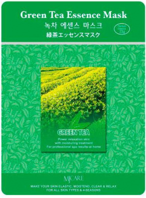 Маска тканевая Essence Mask Green Tea, зеленый чай Mijin