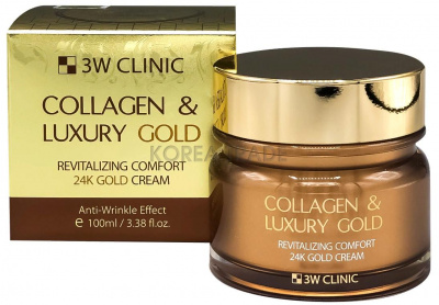 Крем для лица омолаживающий с коллагеном и коллоидным золотом Collagen & Luxury Gold Cream, 100мл 3W Clinic